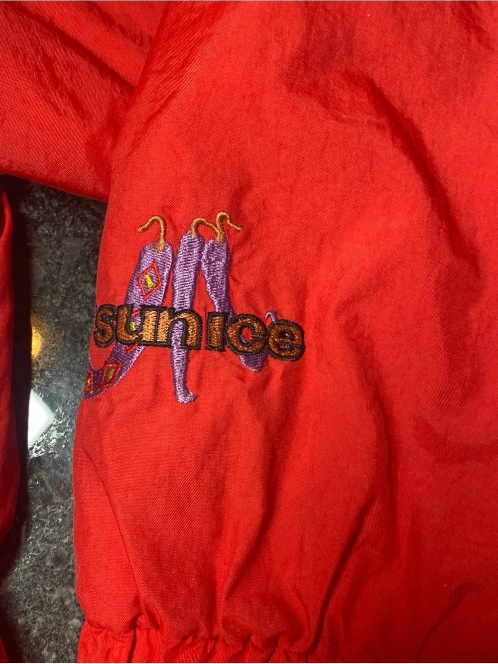 Vintage 90s Sun Ice Snow Aces Ski Jacket Colorblock Red Cropped Size 18